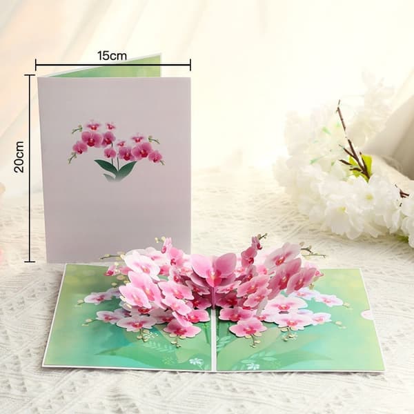 3D Pop-up Blommor Gratulationskort - Vackra Orkidéer
