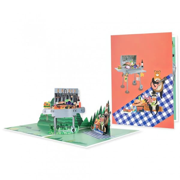 3D-ponnahdusikkunakortti piknik metsässä