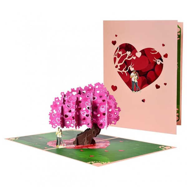 3D Pop-up Alla hjärtans dag-hälsningskort - Hjärtträd