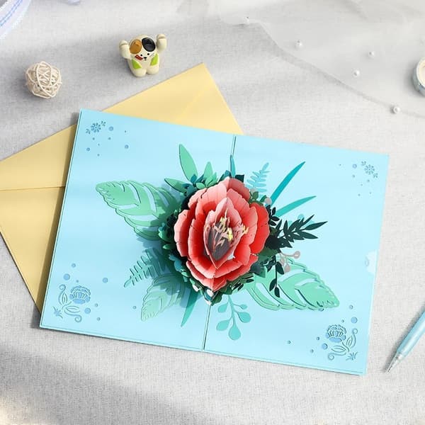 Hälsningskort 3D Pop-up-blommor Vacker blomma
