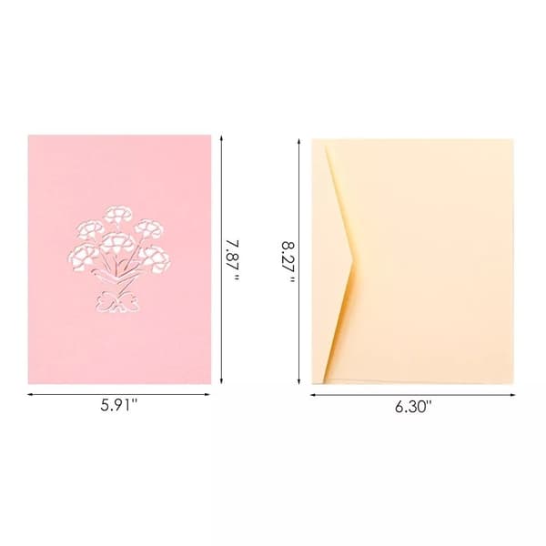 Hälsningskort 3D Pop-up Blommor Vackra Nejlikor 3