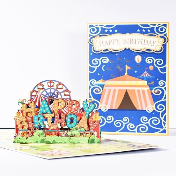 3D Pop-up-hälsningskort födelsedag nöjesfält