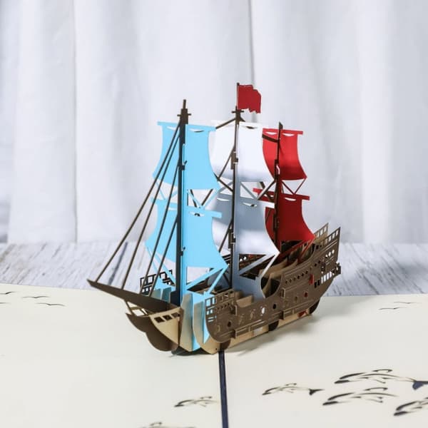 3D Pop-up-hälsningskort Vackert skepp