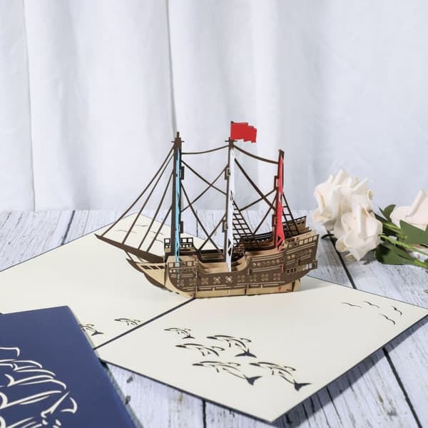 3D Pop-up-hälsningskort Vackert skepp