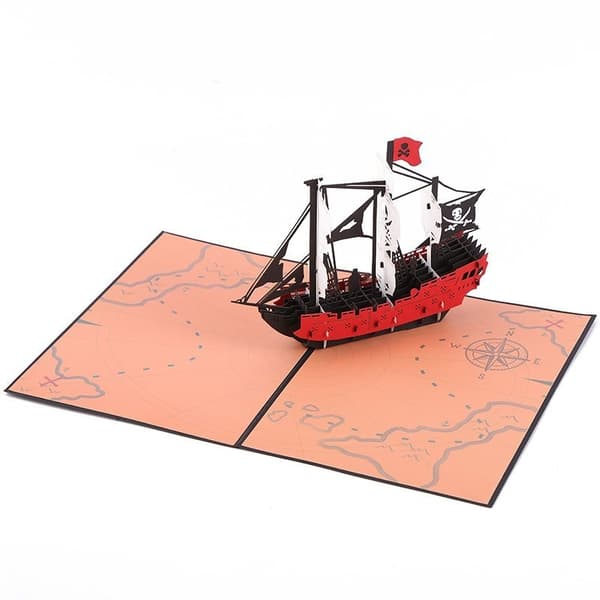 3D Pop-up piratskib lykønskningskort