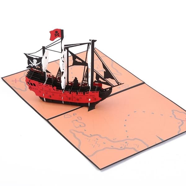 3D Pop-up piratskib lykønskningskort