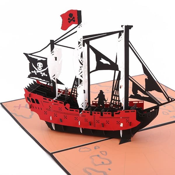 3D Pop-up piratskib lykønskningskort
