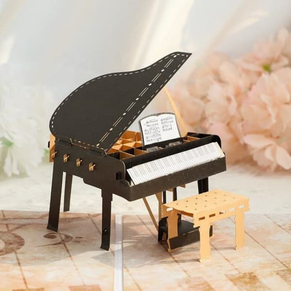 3D Pop-up musik gratulationskort - Piano