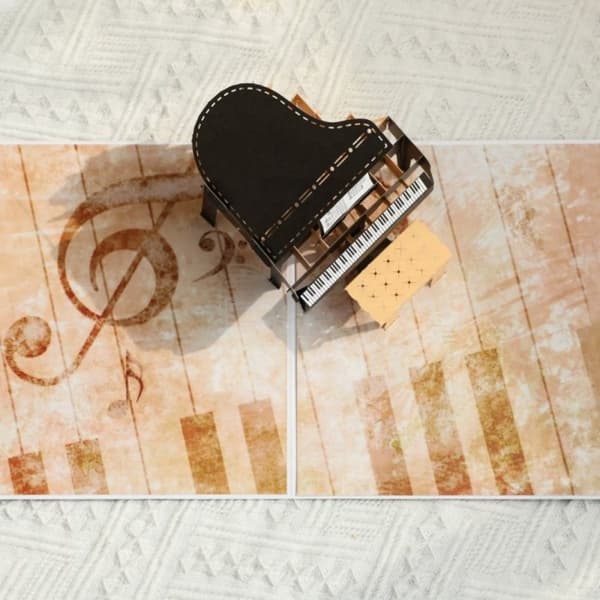 3D Pop-up musik gratulationskort - Piano
