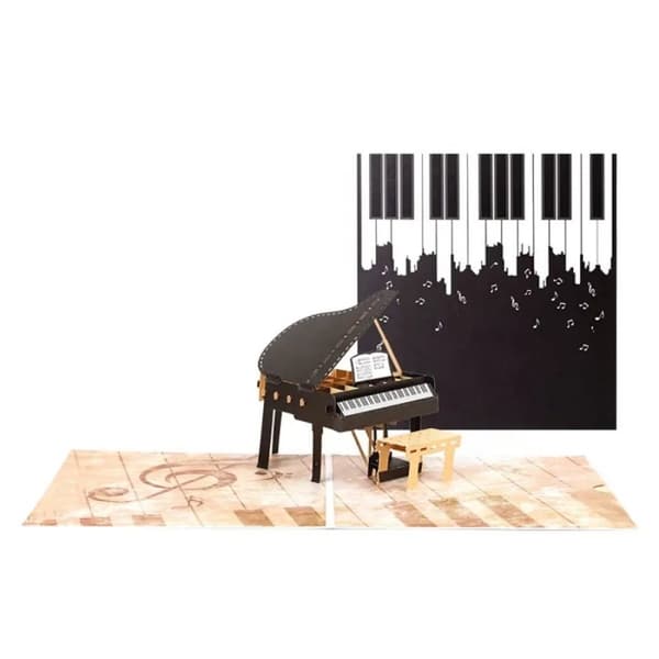 3D Pop-up musik gratulationskort - Piano