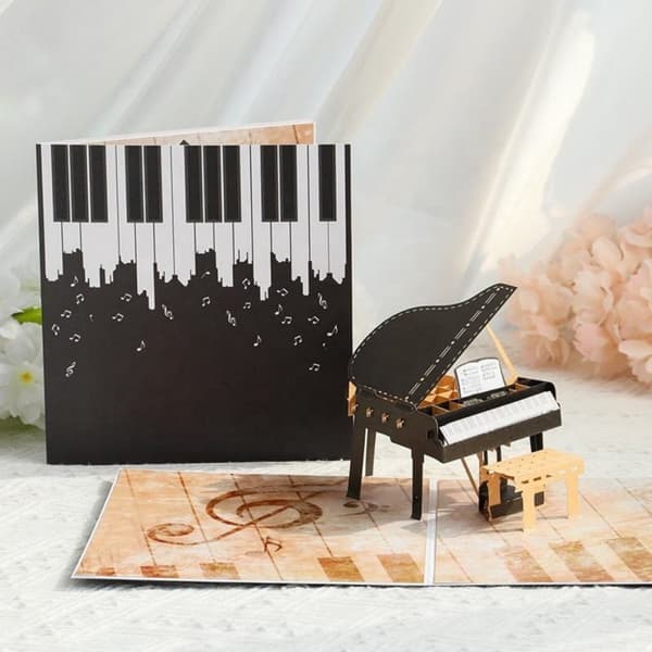 3D Pop-up musik gratulationskort - Piano