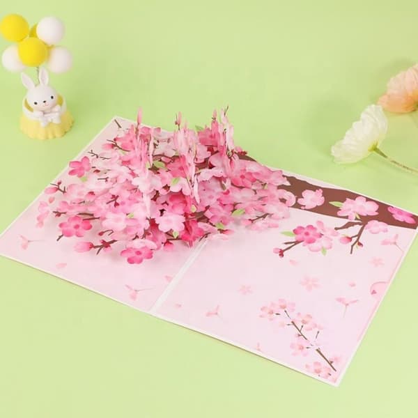 3D Pop-up gratulationskort blommor - Persikablomma