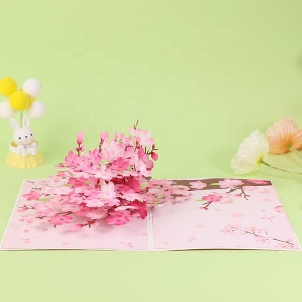 3D Pop-up gratulationskort blommor - Persikablomma