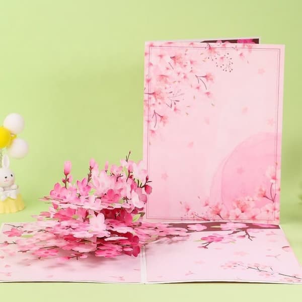 3D Pop-up gratulationskort blommor - Persikablomma