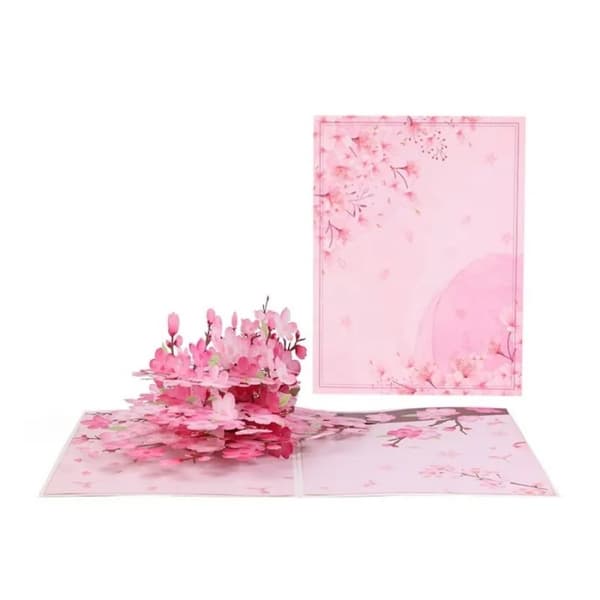 3D Pop-up gratulationskort blommor - Persikablomma