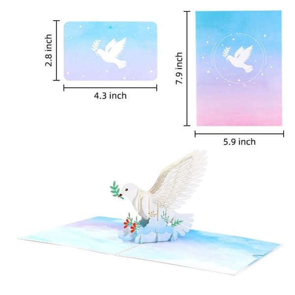3D Pop-up Fågelkort - Fredsduva