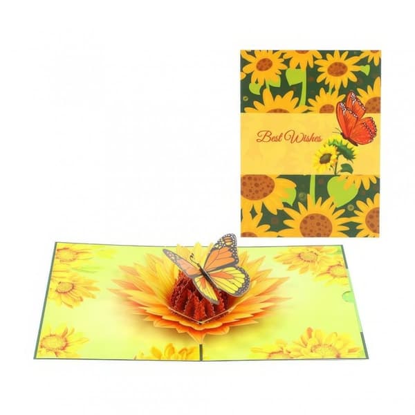 3D Pop-up Blommor Hälsningskort - Solros Wishes