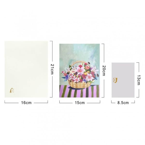 3D Pop-up Blommor Hälsningskort - Pastellfärgad Korg