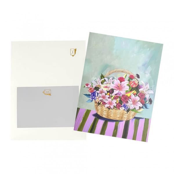 3D Pop-up Blommor Hälsningskort - Pastellfärgad Korg