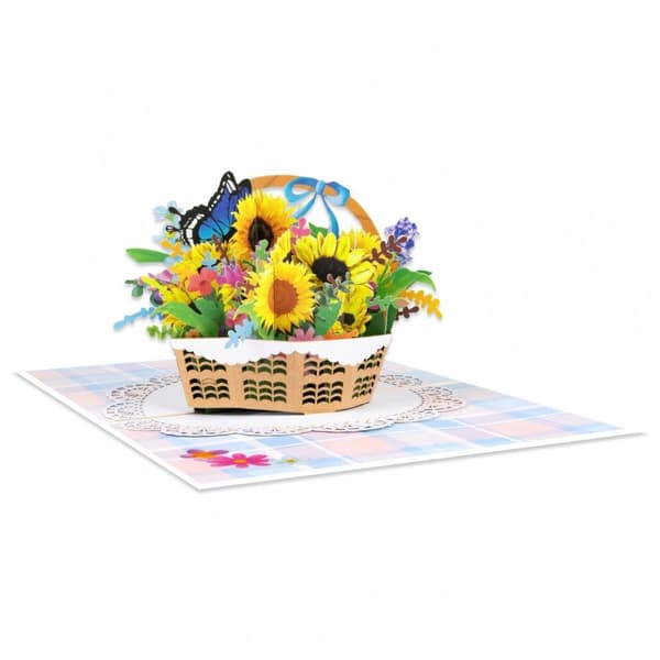 3D Pop-up Blommor Hälsningskort - Sommarkorg