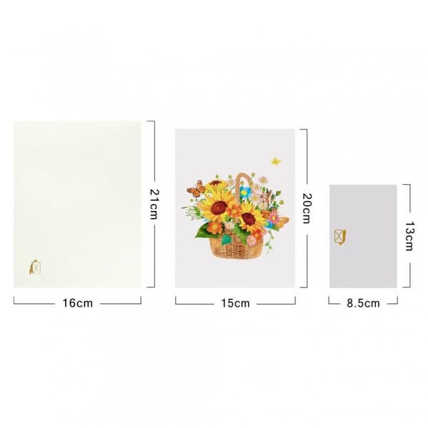 3D Pop-up Blommor Hälsningskort - Sommarkorg