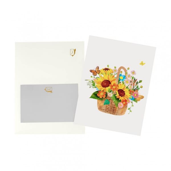 3D Pop-up Blommor Hälsningskort - Sommarkorg