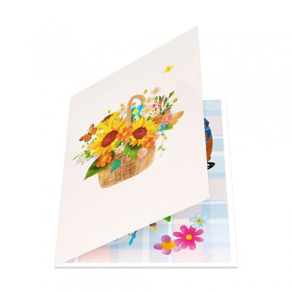 3D Pop-up Blommor Hälsningskort - Sommarkorg