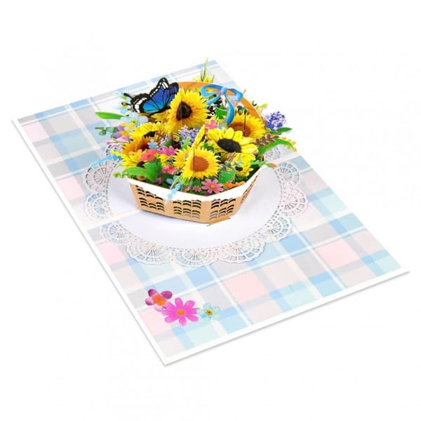 3D Pop-up Blommor Hälsningskort - Sommarkorg