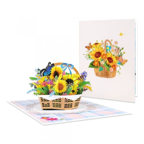 3D Pop-up Blommor Hälsningskort - Sommarkorg