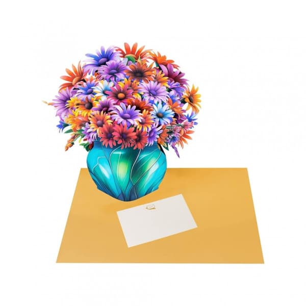 3D Pop-up Blommor Gratulationskort - Färgglad Bukett