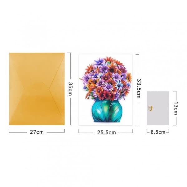 3D Pop-up Blommor Gratulationskort - Färgglad Bukett