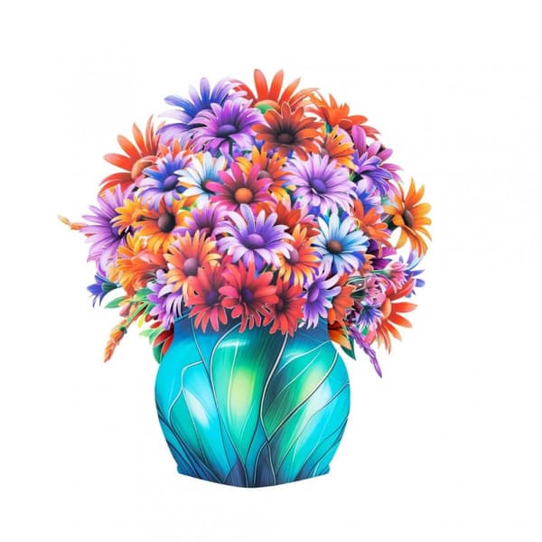 3D Pop-up Blommor Gratulationskort - Färgglad Bukett