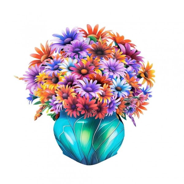 3D Pop-up Blommor Gratulationskort - Färgglad Bukett