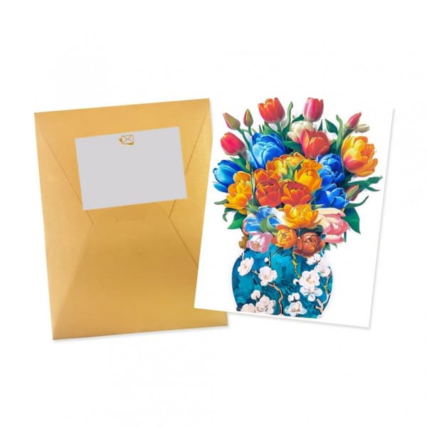 3D Pop-up Blommor Gratulationskort - Färgglada Tulpaner