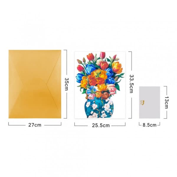 3D Pop-up Blommor Gratulationskort - Färgglada Tulpaner