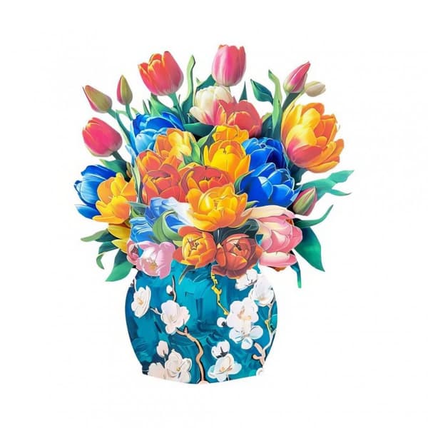 3D Pop-up Blommor Gratulationskort - Färgglada Tulpaner