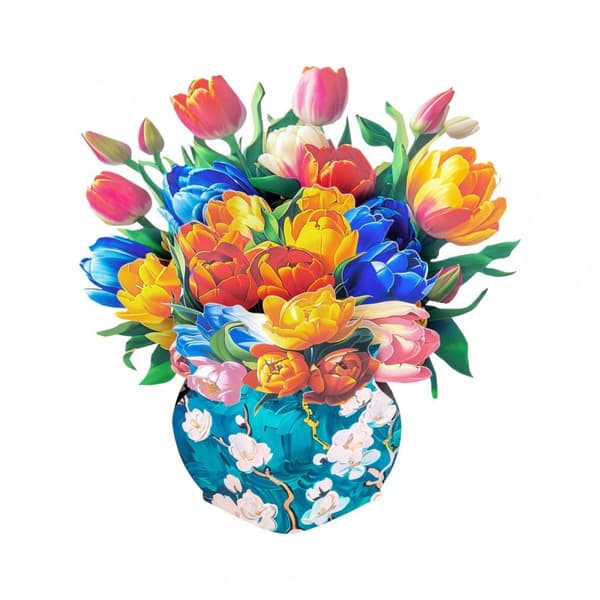3D Pop-up Blommor Gratulationskort - Färgglada Tulpaner