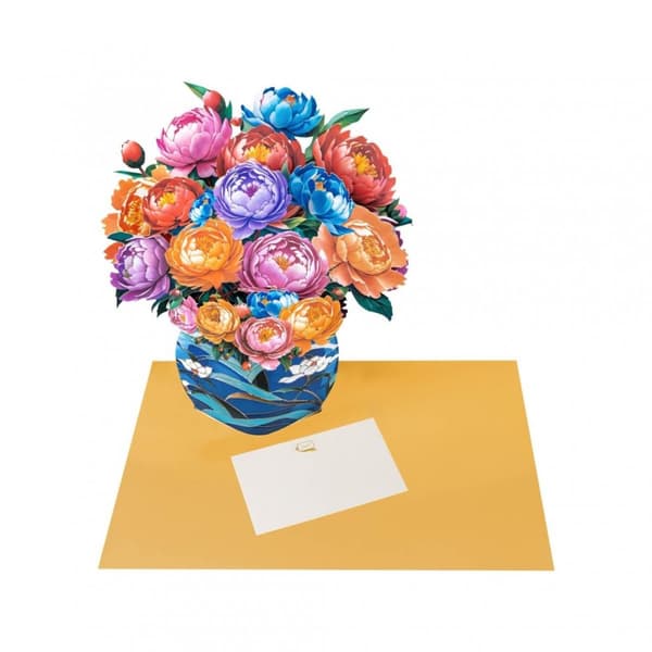 3D Pop-up Blommor Gratulationskort - Målad Bukett