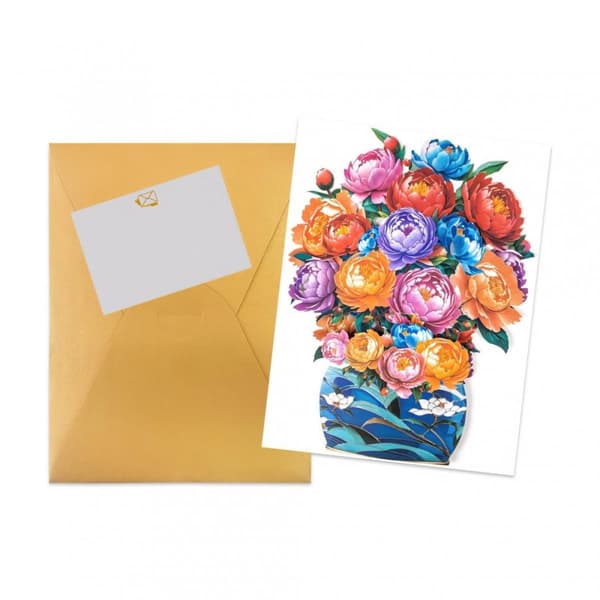 3D Pop-up Blommor Gratulationskort - Målad Bukett