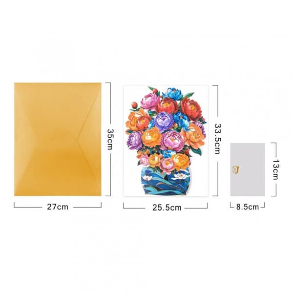 3D Pop-up Blommor Gratulationskort - Målad Bukett