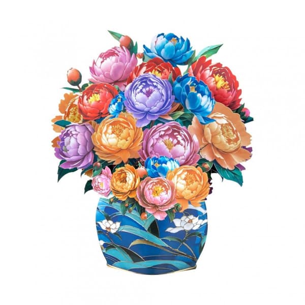 3D Pop-up Blommor Gratulationskort - Målad Bukett