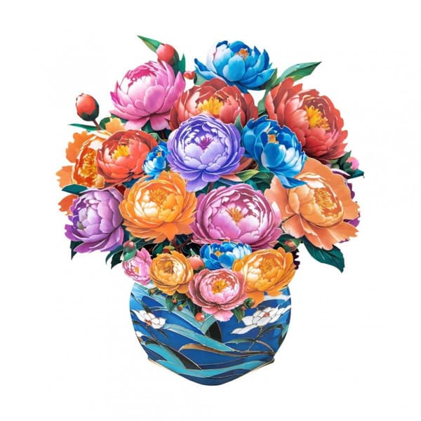 3D Pop-up Blommor Gratulationskort - Målad Bukett
