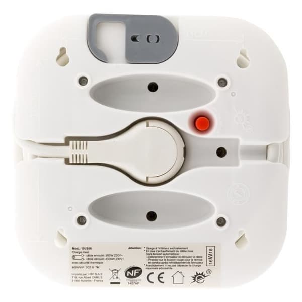 Inomhus rullvagn - ZENITECH - 7m - 4 uttag 2P+T 16A - Extraplat kontakt - Vit