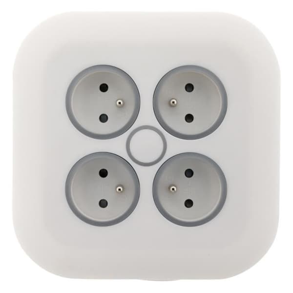 Inomhus rullvagn - ZENITECH - 7m - 4 uttag 2P+T 16A - Extraplat kontakt - Vit