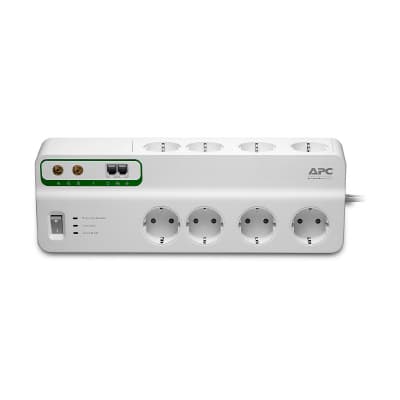 PRELUNGITOR APC, Schuko x 8, conectare prin Schuko (T), RJ-11 x 2, coaxial x 2, cablu 3 m, 10 A, protectie supratensiune, protectie telefon, protectie