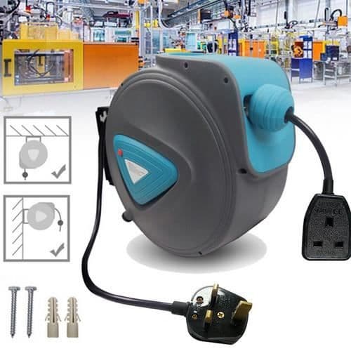 LARS360 Premium automatisk kabelupprullare 20 m med 180° vridbar väggmonterad kabel lång livslängd.