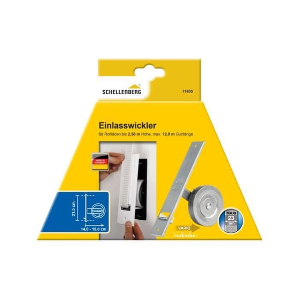 Schellenberg 11405 Bandupprullare för infälld rulljalusi Maxi, 23 mm, skruvhålsavstånd 21,5 cm