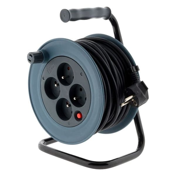 Hushållsrulle - ZENITECH - 15m - 4 uttag - Metall - Grå