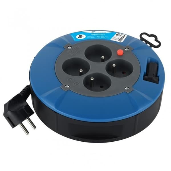 Kabelvindare - ELECTRALINE - HO5VVF 3G1 - 5 m - 4 uttag - Svart
