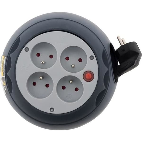 ZENITECH hushållsslangupprullare 3m - 4 x 2P + E 16A uttag